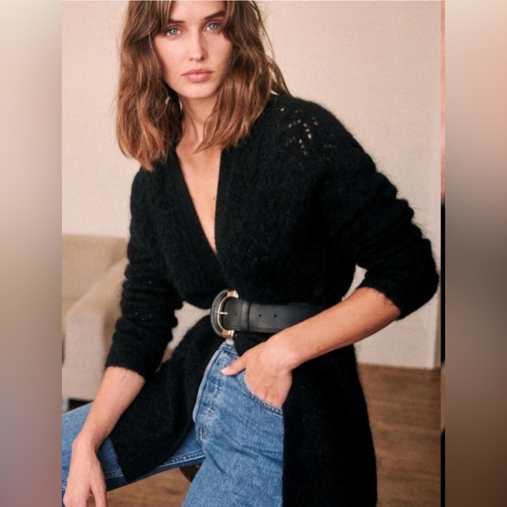 Sezane Black Cardigan Sweater